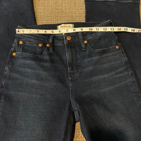 Madewell Curvy Kick Out Full Length Jeans Dark Wash Kingston Wide Bootcut Leg - Picture 7 of 10